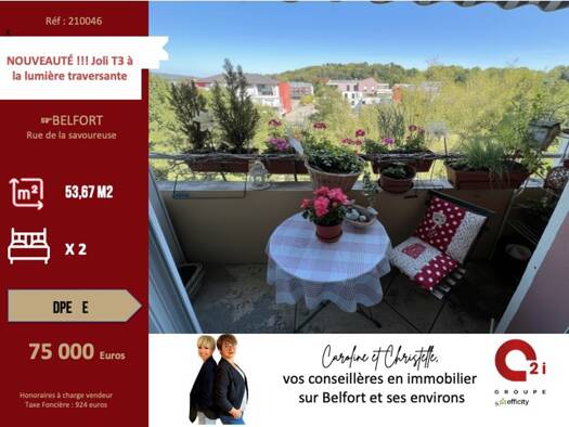 Appartement à vendre 75 000 € 3 pièces 2 chambres 53,7 m² Étage 4/4 Jean Jaurès Belfort 90000