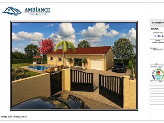 Terrain avec maison neuve à vendre 300 850 € 4 pièces 3 chambres 110 m² 605 m² de terrain Nord Chabeuil 26120