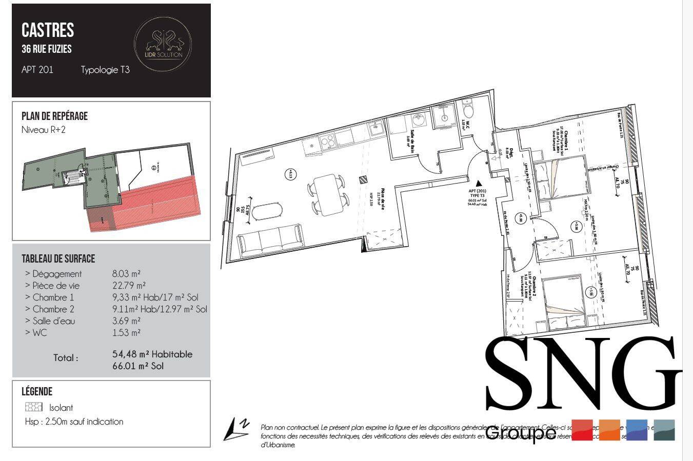 Appartement 3 pièces 53 m² · à Castres · 53,1 m² · 632 €