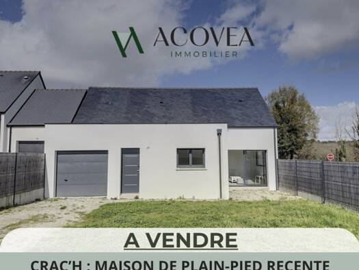Maison de plain-pied à vendre 373 780 € 4 pièces 3 chambres 83 m² 372 m² de terrain Crach 56950