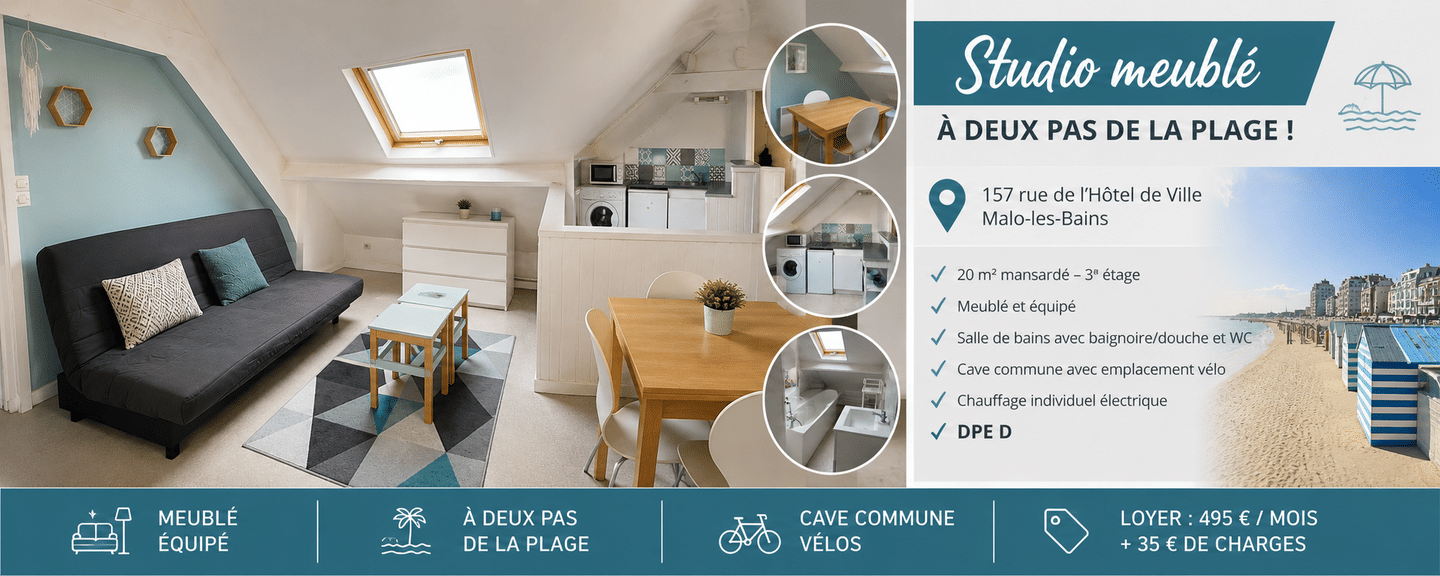 Appartement 1 pièce 20 m² · à Dunkerque · 20 m² · 530 €/mois