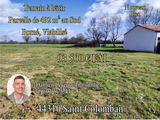 Terrain constructible à vendre 93 500 € 492 m² de terrain Saint-Colomban 44310