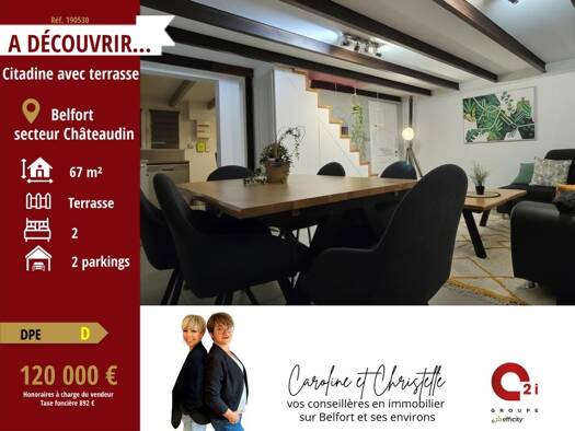 Maison à vendre 120 000 € 3 pièces 2 chambres 66,7 m² 90 m² de terrain Jean Jaurès Belfort 90000