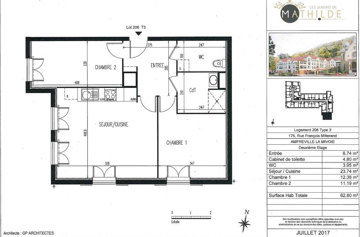 Appartement 3 pièces 62 m² · à Amfreville-la-Mi-Voie · 62 m² · 729 €