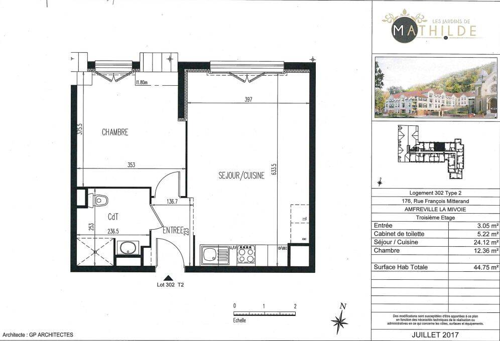 Appartement 2 pièces 44 m² · à Amfreville-la-Mi-Voie · 44 m² · 633 €