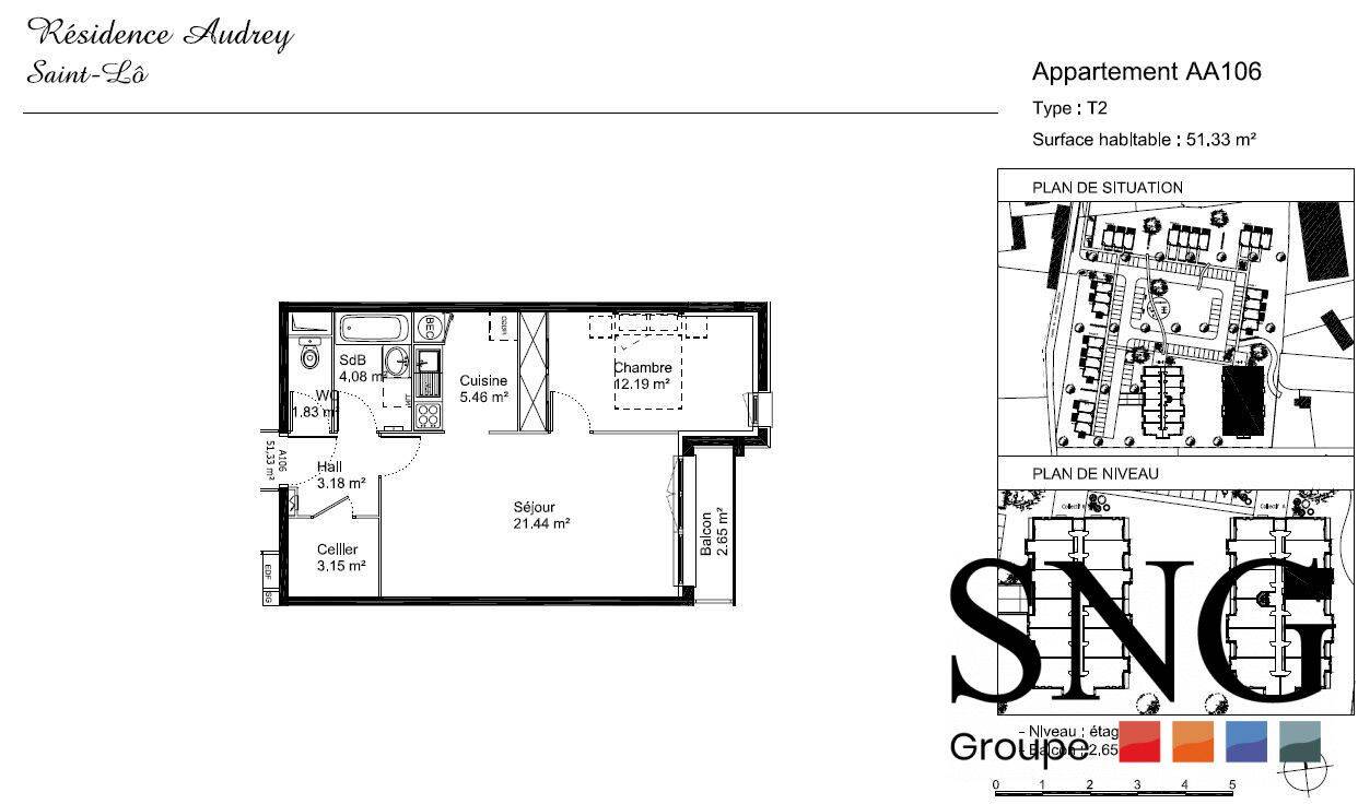 Appartement 2 pièces 51 m² · à Saint-Lô · 50,7 m² · 462 €/mois