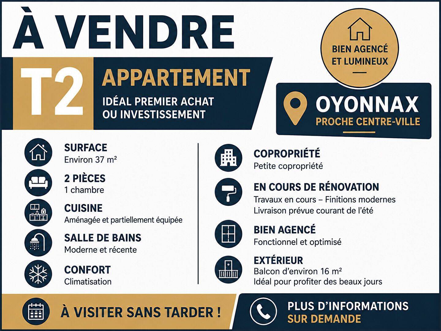 Appartement 2 pièces 37 m² · à Oyonnax · 37 m² · 75 000 €
