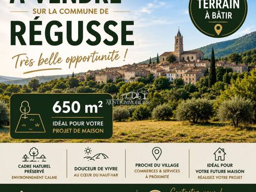 Terrain constructible à vendre 75 000 € 650 m² de terrain Régusse 83630