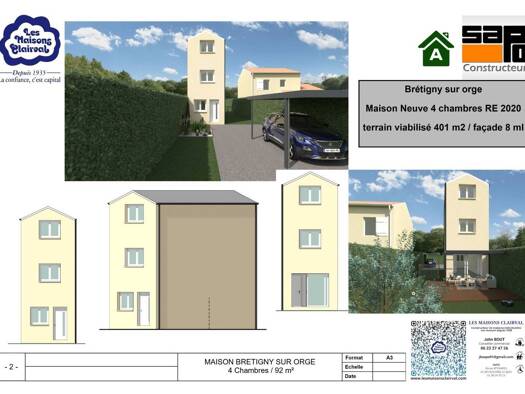 Terrain avec maison neuve à vendre 298 000 € 5 pièces 4 chambres 92 m² 401 m² de terrain La Fontaine Daumones Brétigny-sur-Orge 91220