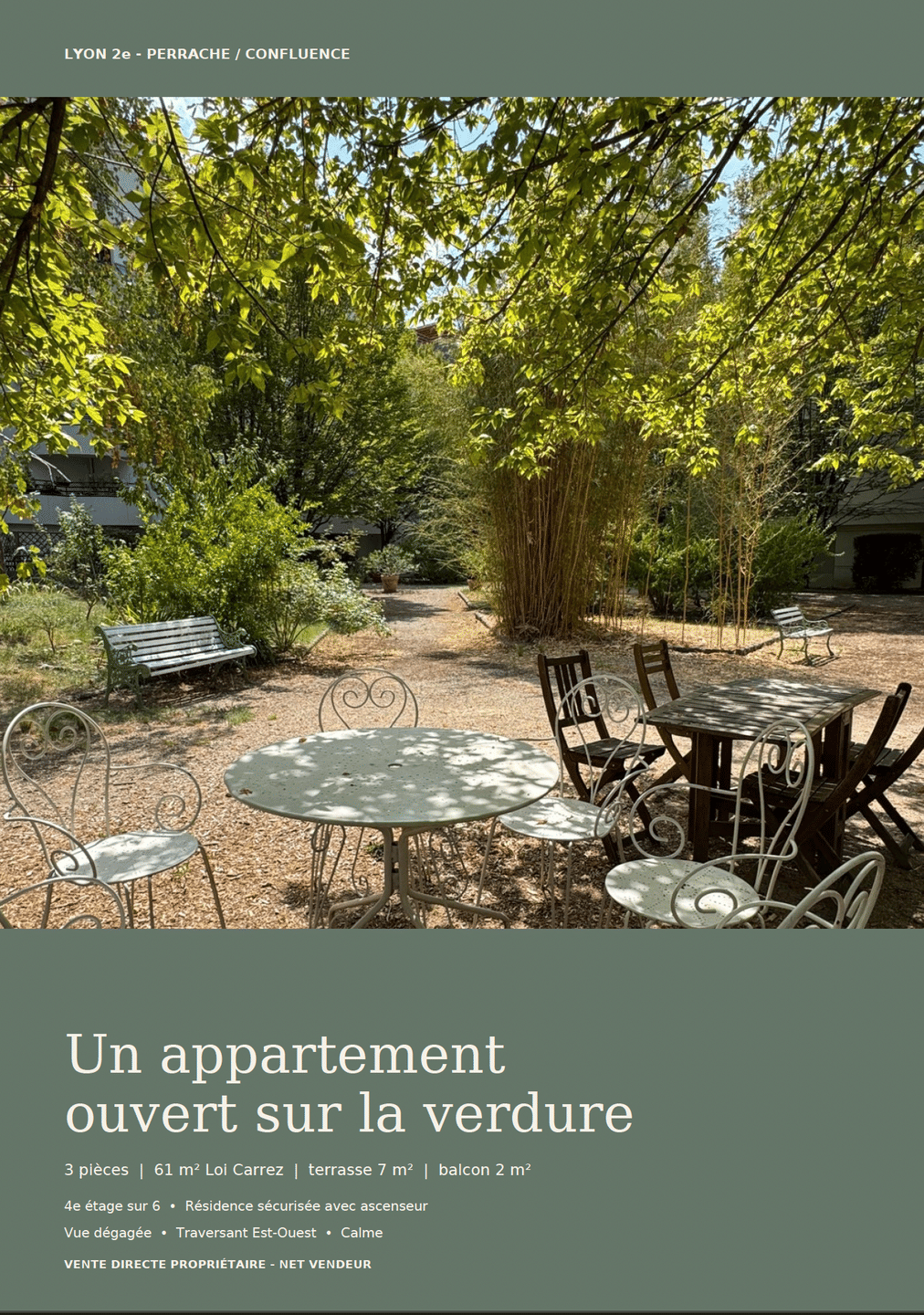 Appartement 3 pièces 61 m² · à Lyon 2ème Arrondissement · 61 m² · 305 000 €