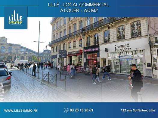 Local commercial à louer 8 180 € 60 m² de surface de vente Hellemmes-Les Sarts Lille 59000