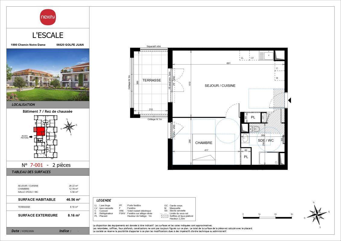 Appartement 2 pièces 46 m² · à Vallauris · 46 m² · 885 €/mois