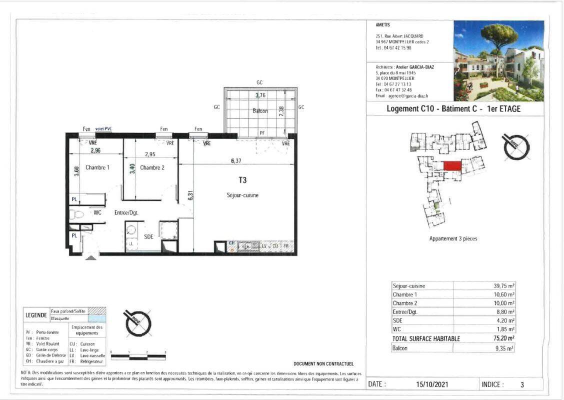Appartement 3 pièces 75 m² · à Cournonterral · 75 m² · 894 €/mois