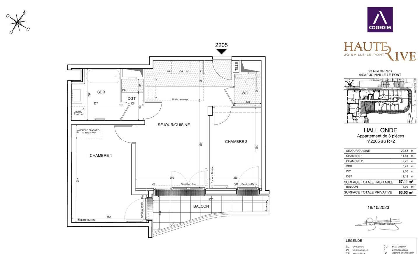 Appartement 3 pièces 57 m² · à Joinville-le-Pont · 57 m² · 1 483 €