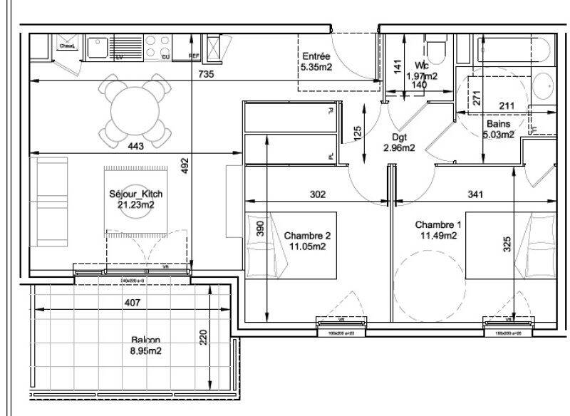Appartement 3 pièces 59 m² · à Neuville-sur-Saône · 59,1 m² · 803 €/mois