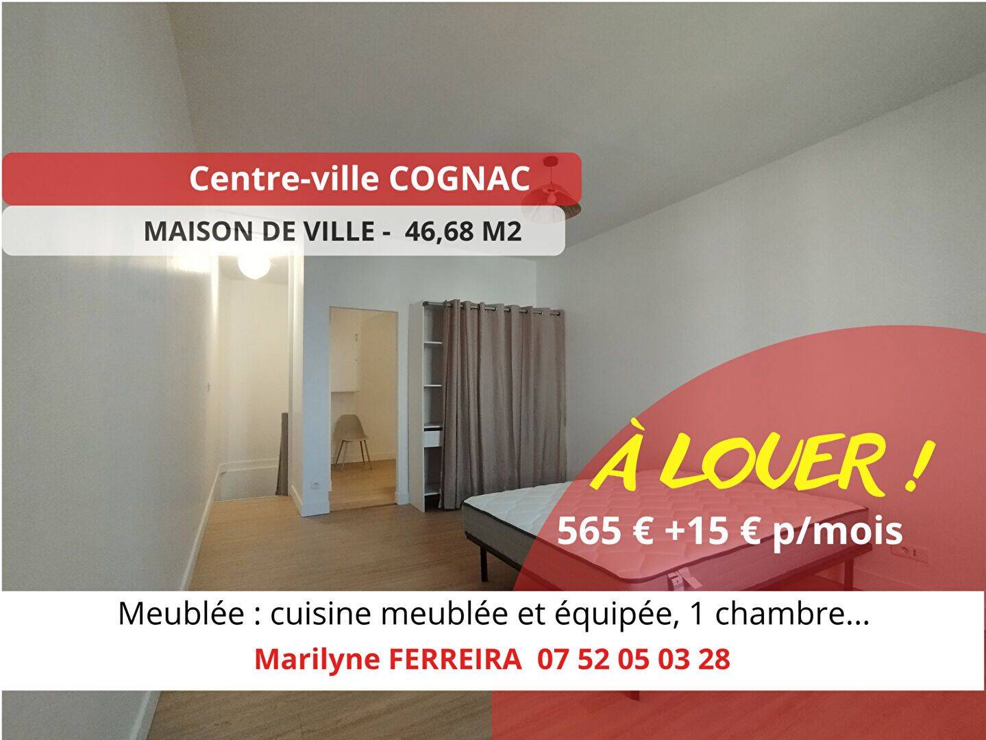 Appartement 2 pièces 47 m² · à Cognac · 46,7 m² · 580 €