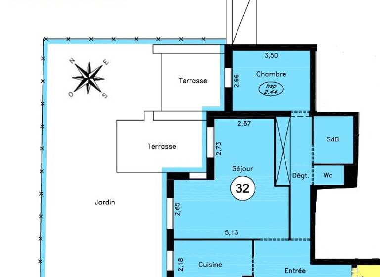 Appartement à vendre 227 300 € 2 pièces 1 chambre 56,7 m² RDC/3 Centre Tilleuls-Fauvettes Bures-sur-Yvette 91440