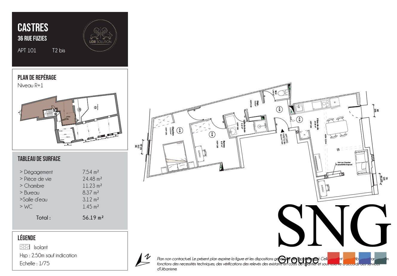 Appartement 2 pièces 55 m² · à Castres · 55,2 m² · 624 €