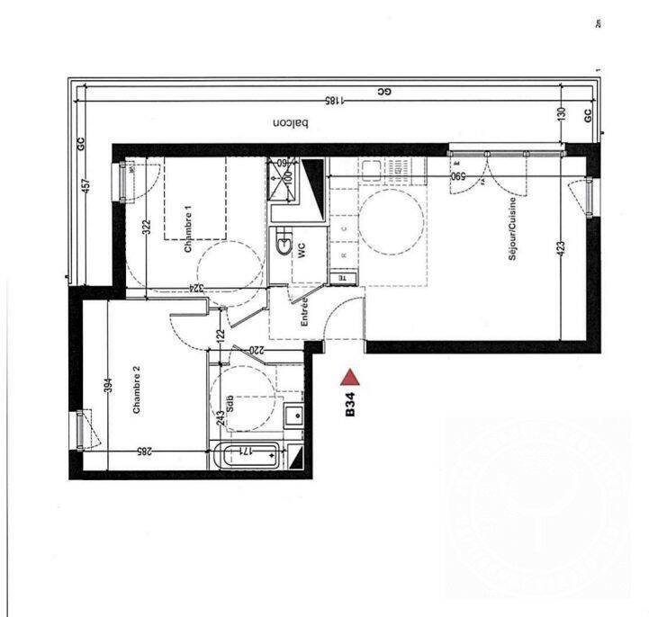 Appartement 3 pièces 58 m² · à Cergy · 57,9 m² · 1 047 €