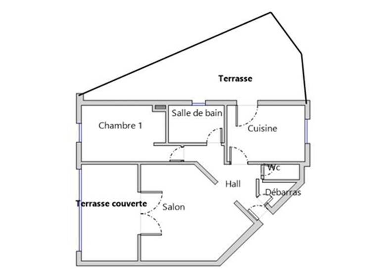 Appartement à louer 750 € 2 pièces 1 chambre 65 m² 3ème étage Nord-Fango Bastia 20200