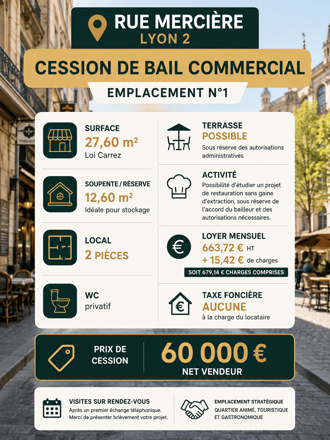 Appartement 2 pièces 30 m² · à Lyon 2ème Arrondissement · 30 m² · 60 000 €