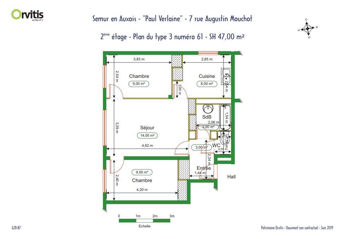 Appartement 3 pièces 47 m² · à Semur-en-Auxois · 47 m² · 447 €/mois