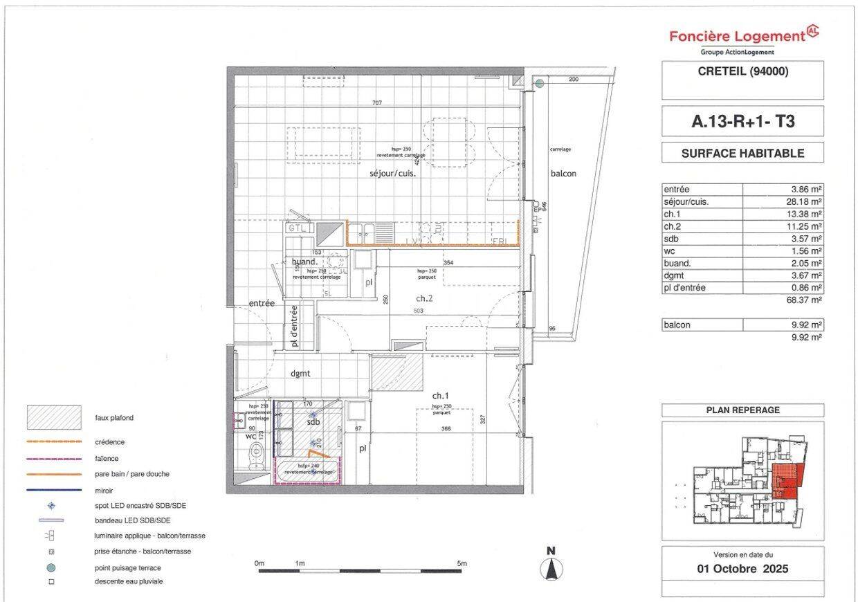 Appartement 3 pièces 68 m² · à Créteil · 68,4 m² · 1 278 €