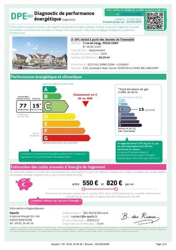 Appartement 3 pièces 66 m² · à Osny · 66 m² · 1 150 €/mois