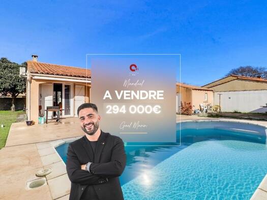 Maison de plain-pied à vendre 294 000 € 4 pièces 3 chambres 90 m² 514 m² de terrain Sud Manduel 30129