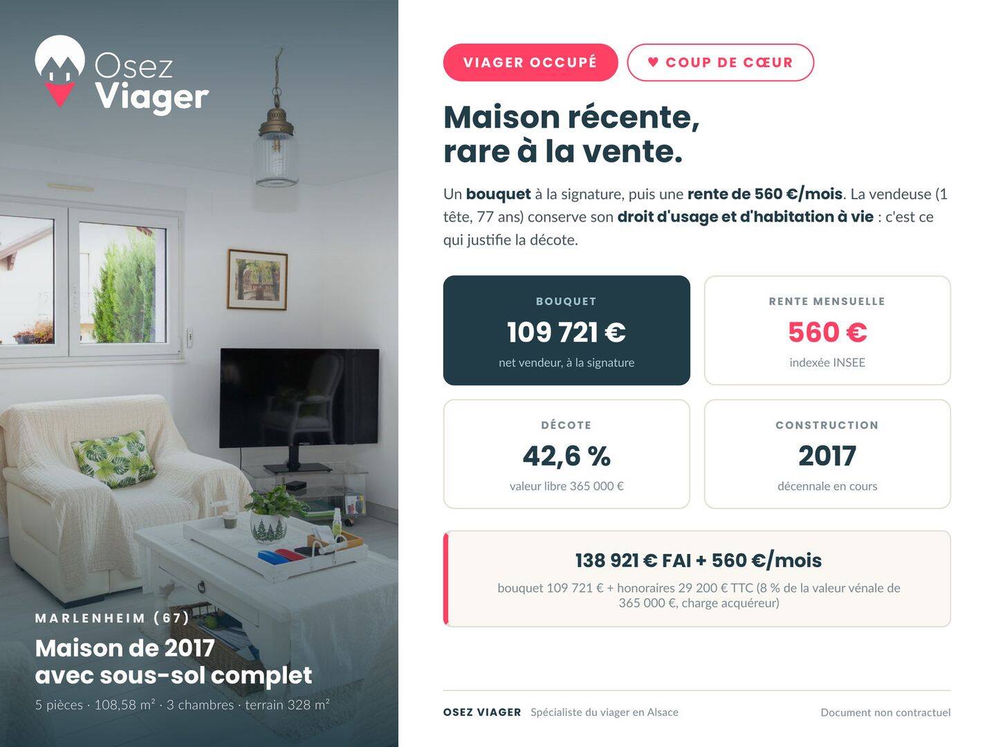 Maison 5 pièces 109 m² · à Marlenheim · 108,6 m² · 109 721 €