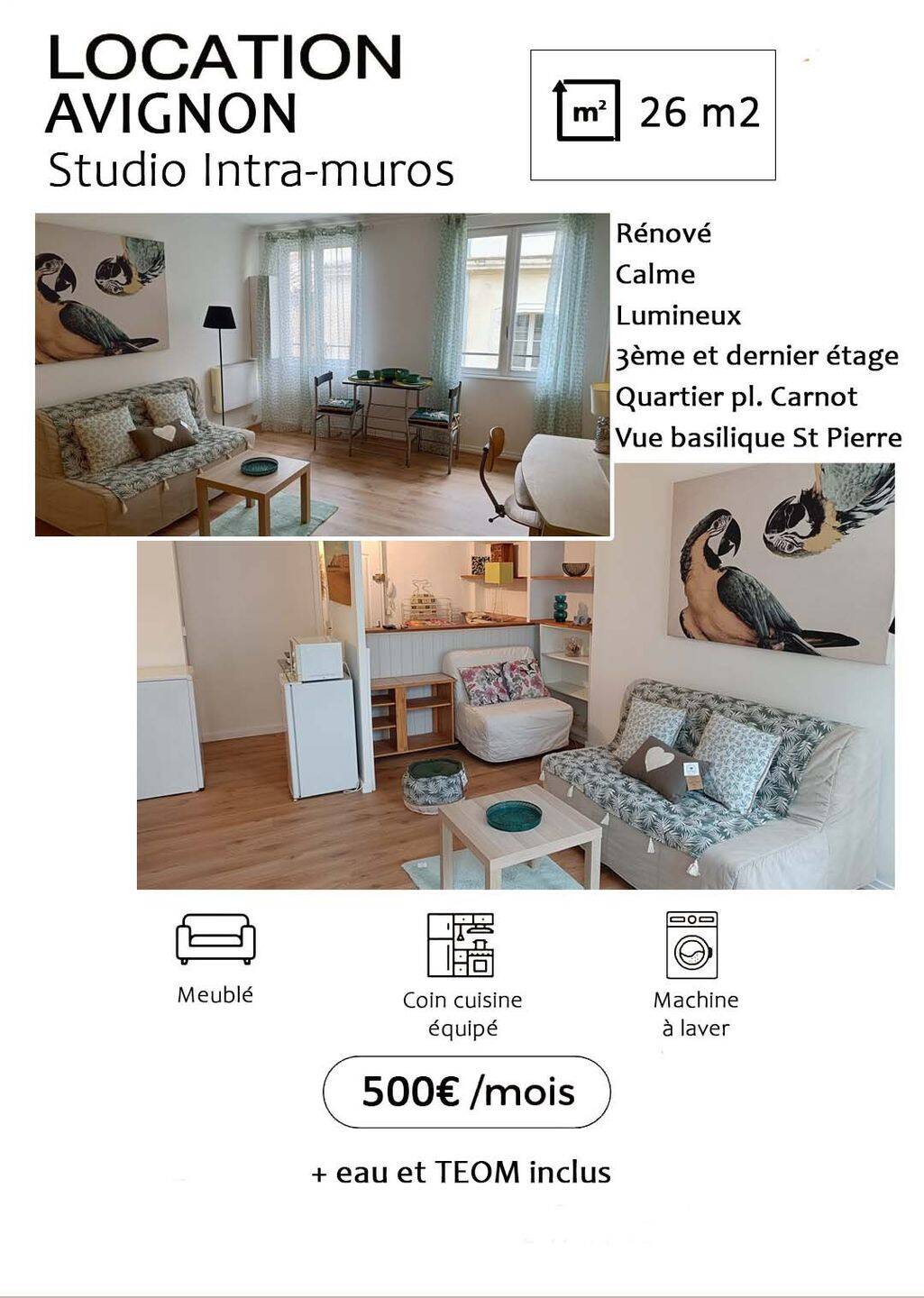 Appartement 1 pièce 26 m² · à Avignon · 26 m² · 500 €
