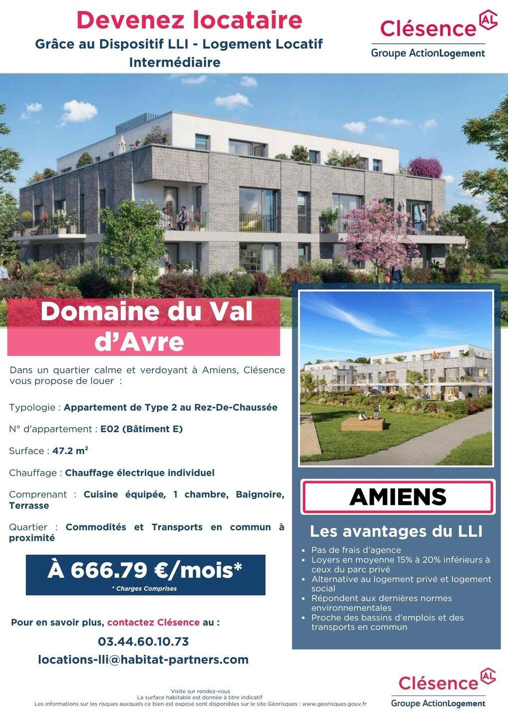 Appartement 2 pièces 47 m² · à Amiens · 47,2 m² · 667 €/mois