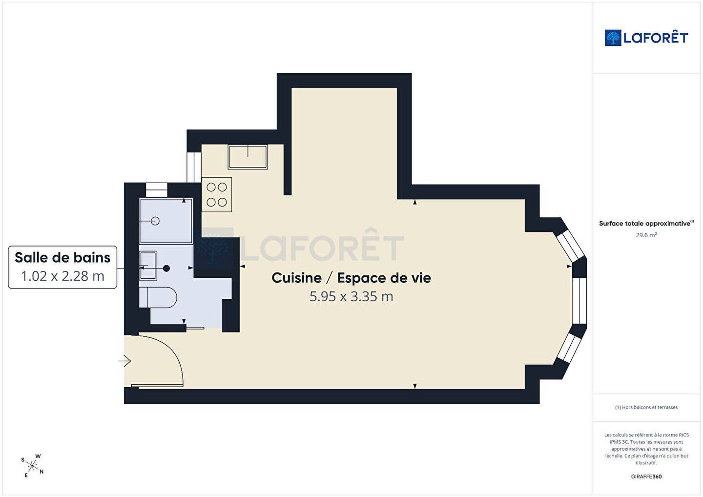 Appartement 1 pièce 30 m² · à Nice · 29,6 m² · 870 €/mois