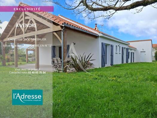 Maison de plain-pied à vendre 525 850 € 6 pièces 4 chambres 113 m² 824 m² de terrain La Bernerie-en-Retz 44760