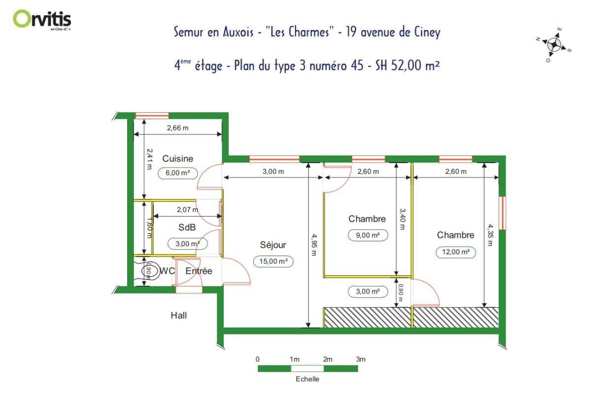 Appartement 3 pièces 52 m² · à Semur-en-Auxois · 52 m² · 482 €
