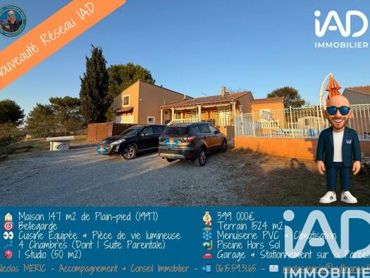 Maison de plain-pied à vendre 399 000 € 5 pièces 4 chambres 198 m² 1 524 m² de terrain Peripherie Bellegarde 30127