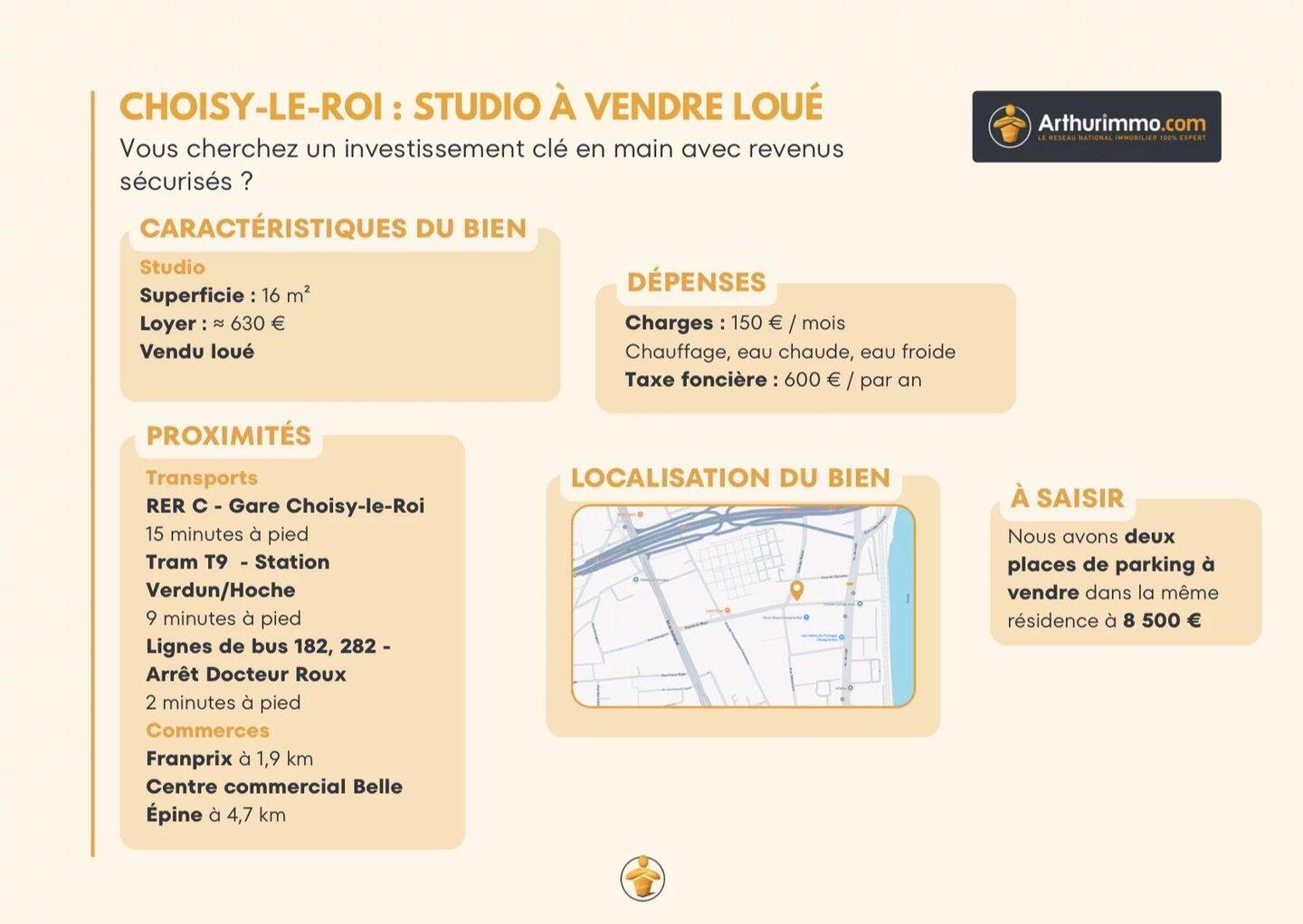 Appartement 1 pièce 16 m² · à Choisy-le-Roi · 16 m² · 158 000 €