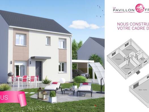 Terrain avec maison neuve à vendre 350 000 € 4 pièces 3 chambres 100 m² 369 m² de terrain Lesches 77450