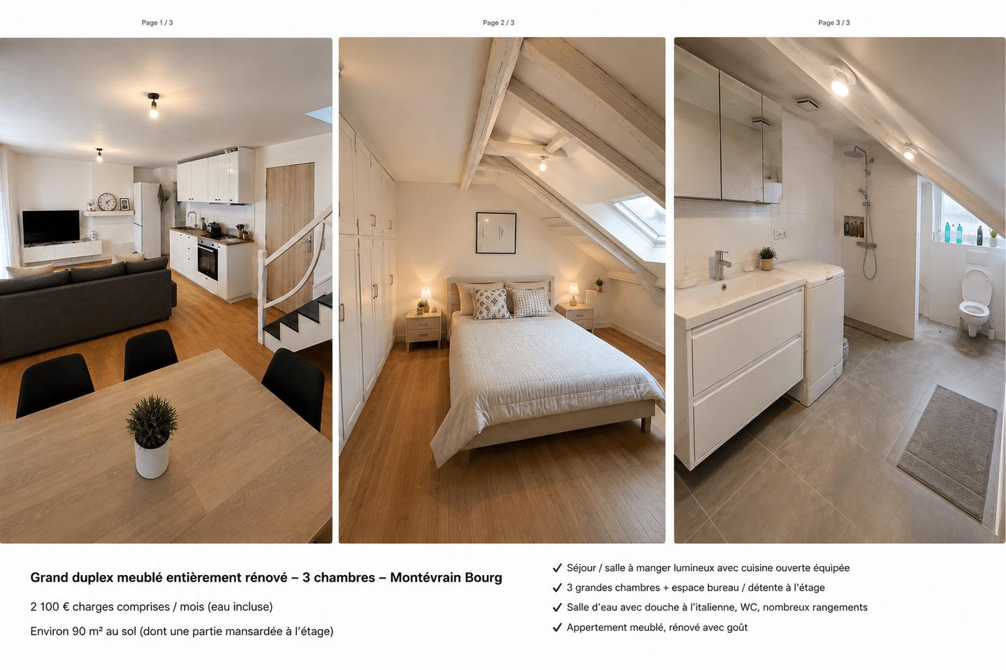 Appartement 4 pièces 90 m² · à Montévrain · 90 m² · 2 100 €