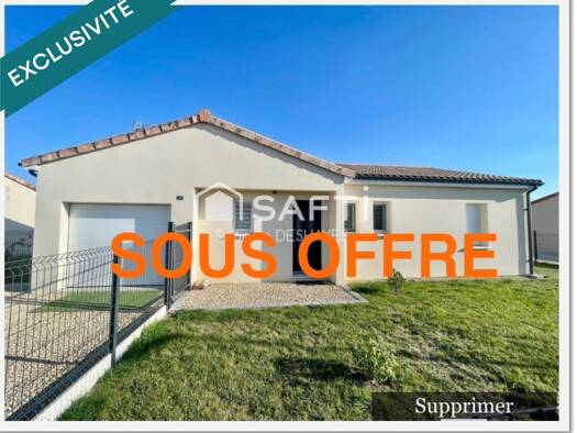 Maison de plain-pied à vendre 227 900 € 6 pièces 3 chambres 82 m² 471 m² de terrain Entre Rte de Poitiers et Rte de Chinon Loudun 86200