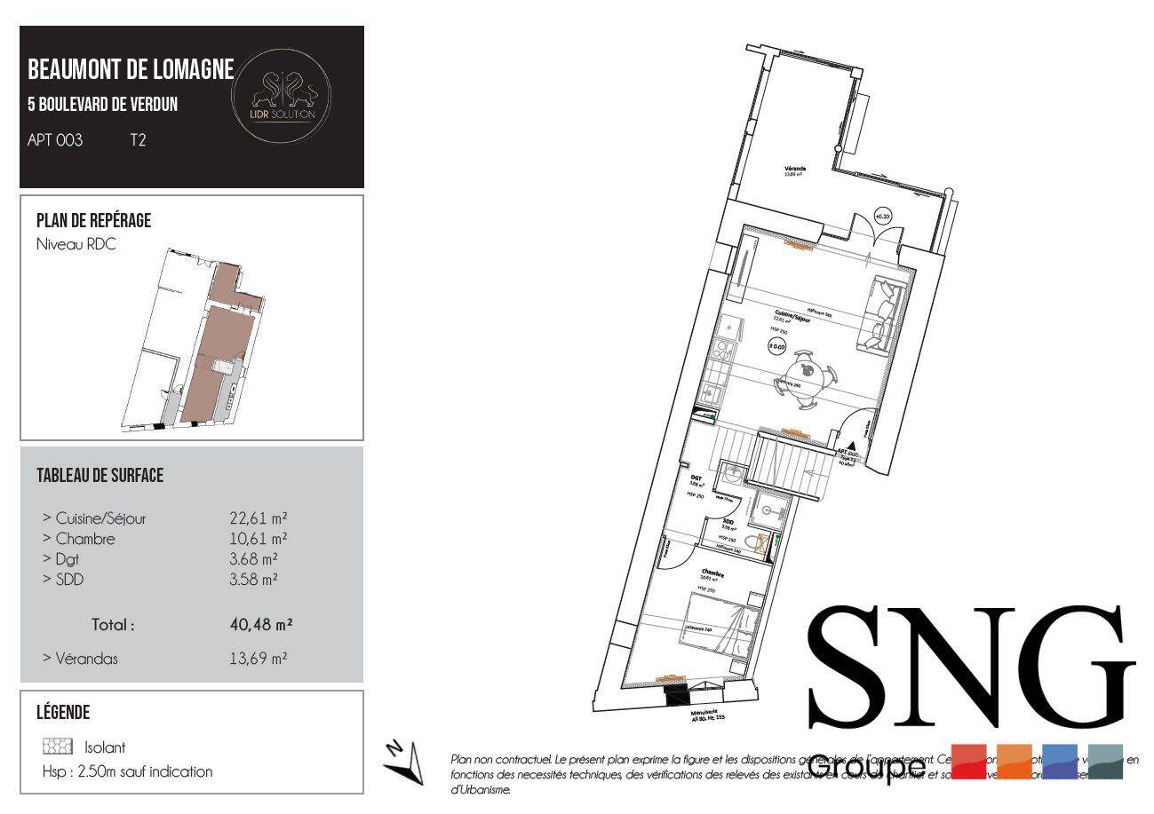 Appartement 2 pièces 40 m² · à Beaumont-de-Lomagne · 40 m² · 560 €/mois