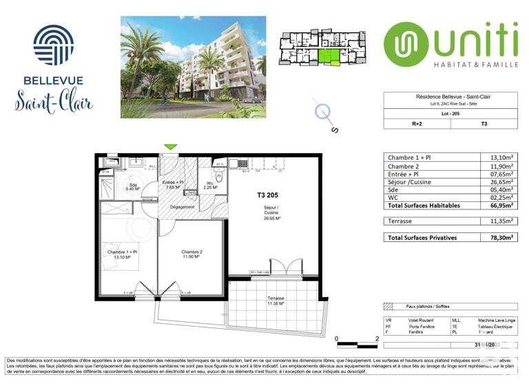 Appartement à vendre - neuf 222 650 € 3 pièces 2 chambres 66 m² RDC/7 Bassin Orsetti-Bassin du Midi Sète 34200