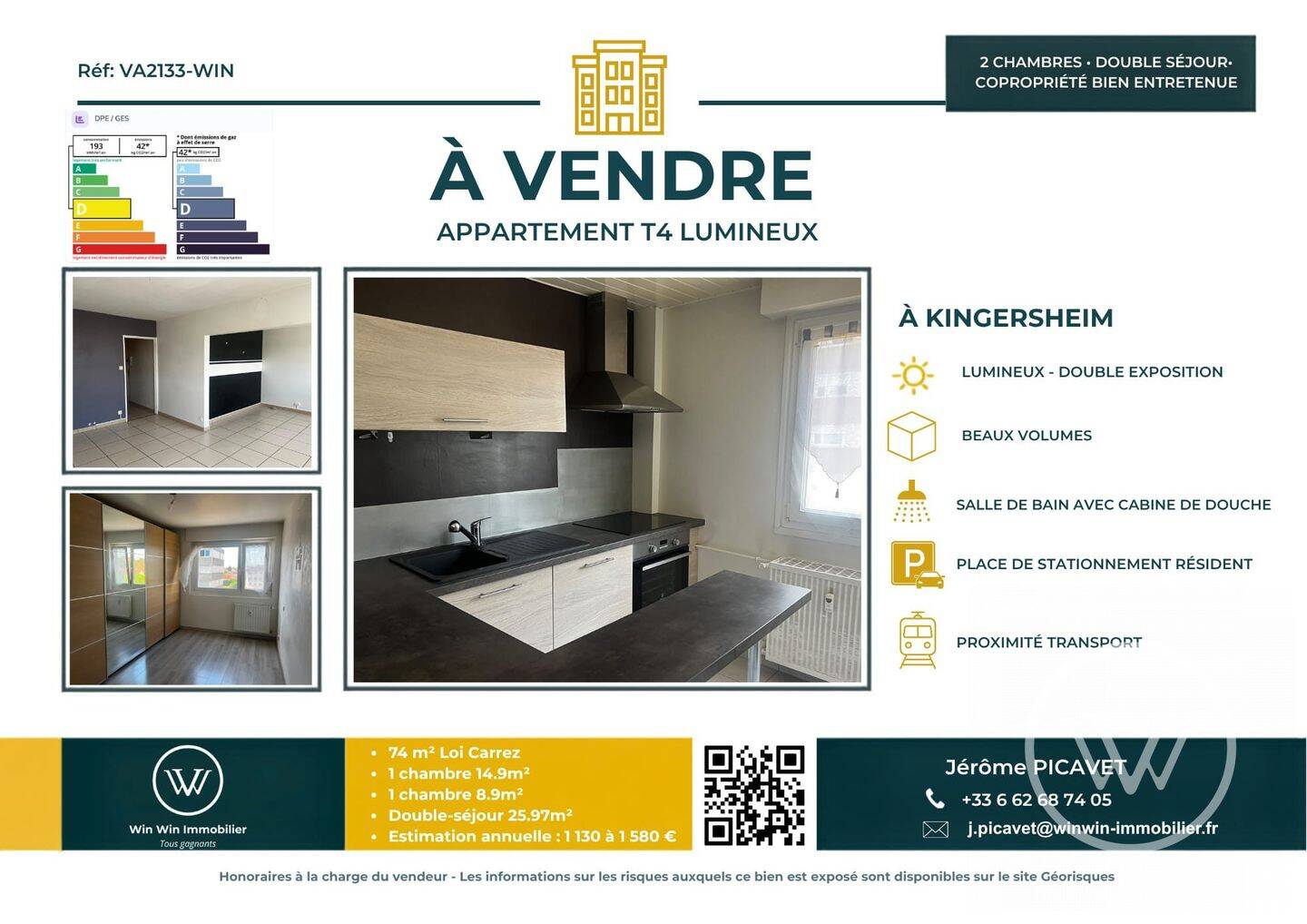 Appartement 4 pièces 74 m² · à Kingersheim · 74 m² · 92 000 €