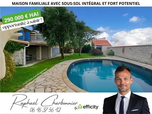 Maison de ville à vendre 290 000 € 6 pièces 4 chambres 200 m² 1 329 m² de terrain Sainte-Soulle 17220
