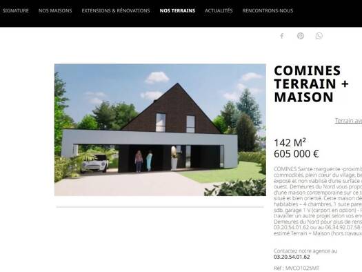 Terrain constructible à vendre 244 000 € 955 m² de terrain Quesnoy-sur-Deûle 59890
