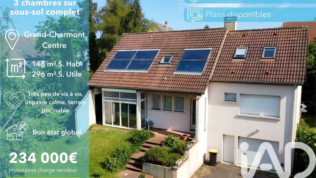 Maison à vendre 234 000 € 6 pièces 4 chambres 148 m² 1 047 m² de terrain Village Grand-Charmont 25200