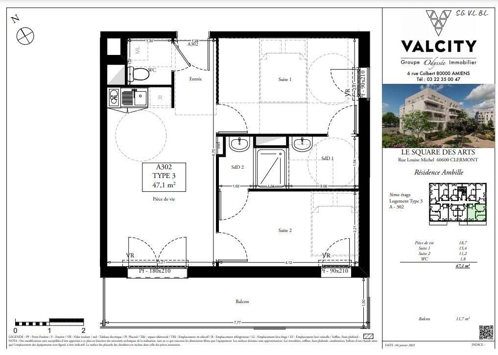Appartement 3 pièces 47 m² · à Clermont · 47,1 m² · 756 €/mois