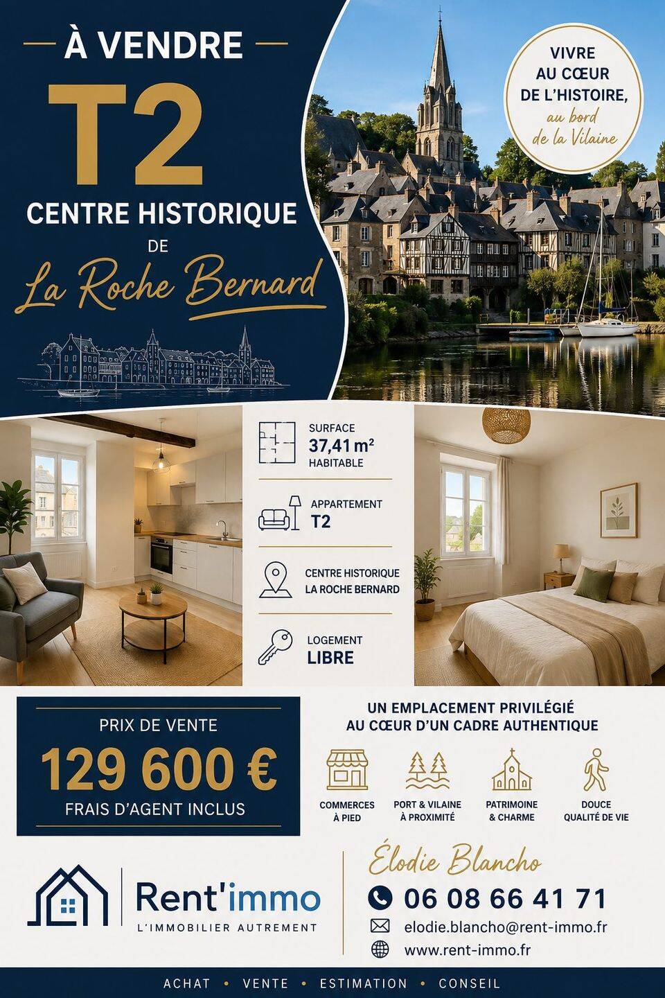 Appartement 2 pièces 37 m² · à La Roche-Bernard · 37,4 m² · 129 600 €