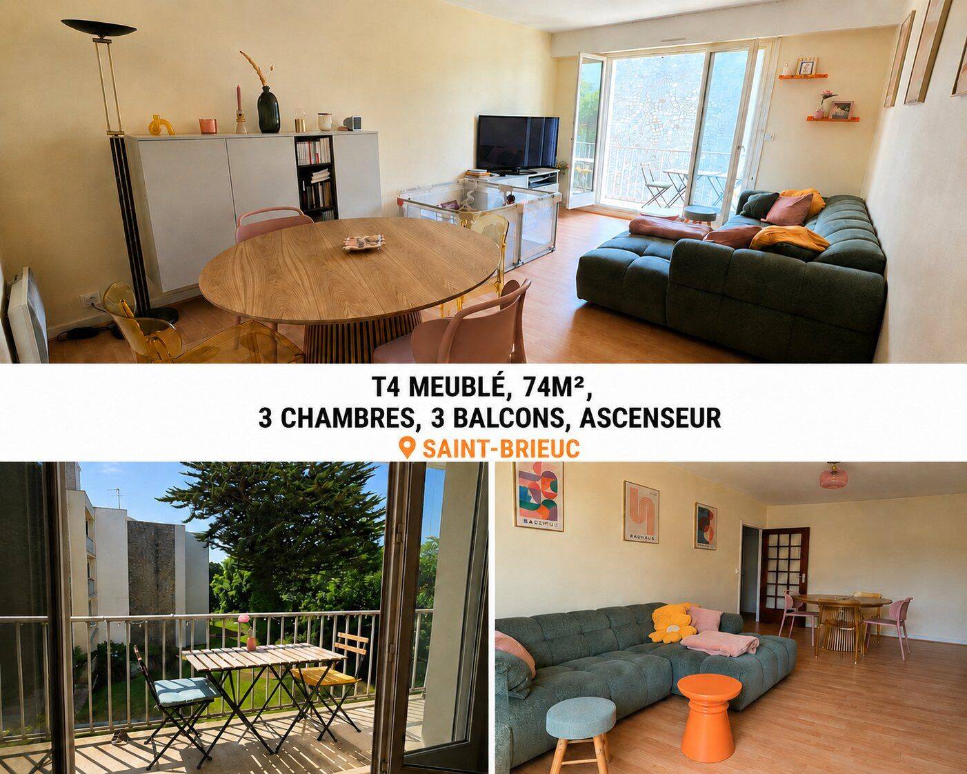 Appartement 4 pièces 74 m² · à Saint-Brieuc · 74 m² · 990 €