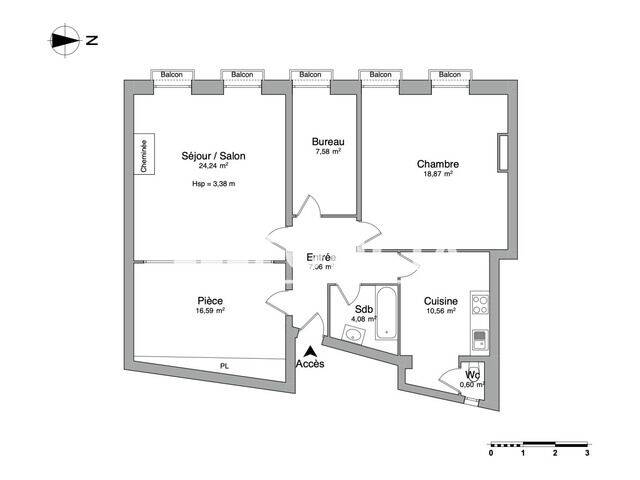 Appartement 2 pièces 90 m² · à Bordeaux · 89,6 m² · 1 050 €